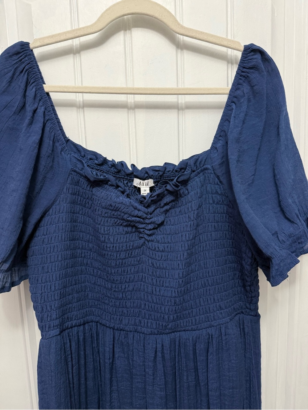 AUW Navy Blue Smocked Mini Dress - Picture 2 of 14